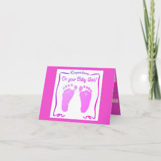 New Baby Girl Congratulations Folded Greeting Card