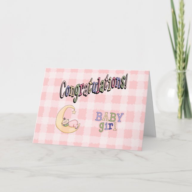 New Baby Girl Congratulations Greeting Card (Front)