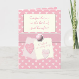 New baby girl congratulations pink card
