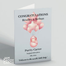 New Baby Girl Customisable Card