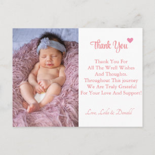 NEW BABY, GIRL CUTE PINK PHOTO BIRTH ANNOUNCEMENT  POSTCARD