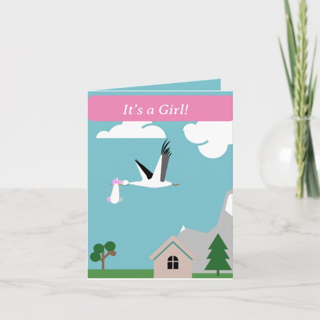 New Baby Girl Editable Card (Front)
