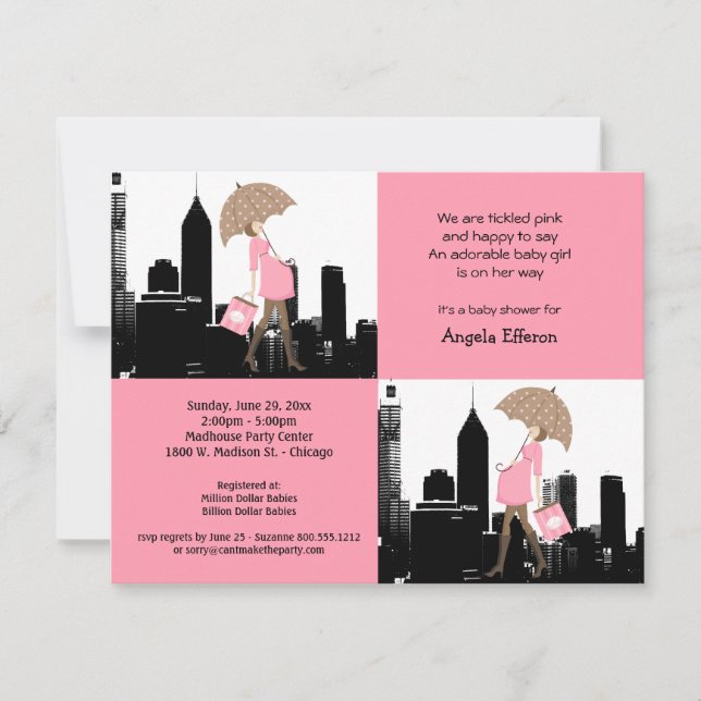 New Baby Girl In The City Baby Shower Invitation (Front)