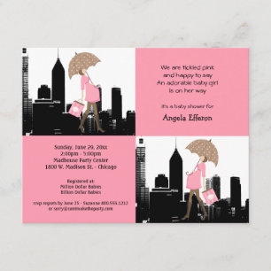 New Baby Girl In The City Baby Shower Invitation