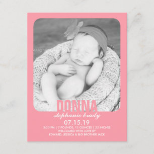 New Baby Girl Photo Flat Announcement