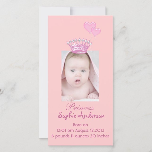 new baby girl photo modern Birth Announcement (Front)
