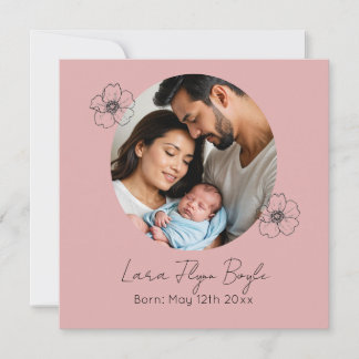 new baby girl pink, welcome birth announcement