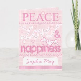 New Baby girl stitched card