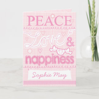 New Baby girl stitched card