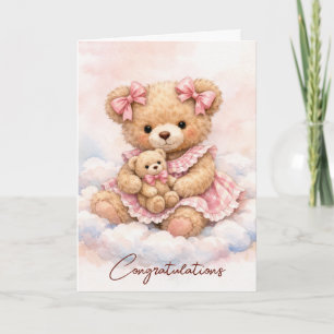 New Baby Girl Teddy Bear Card