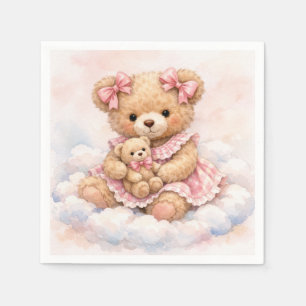 New Baby Girl Teddy Bear Napkin