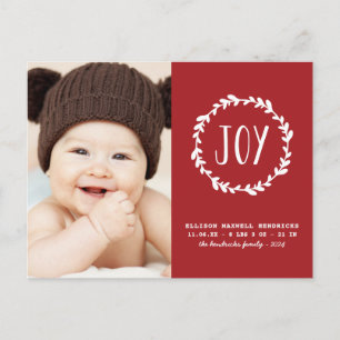 New Baby Holiday Birth Announcement EDITABLE Colou Postcard