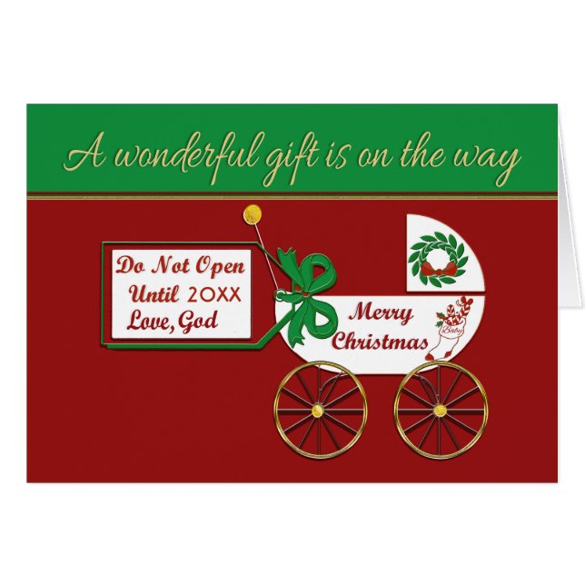 New baby Holiday card Merry Christmas Love God (Front Horizontal)