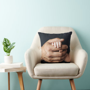 New Baby in Daddy's Hands Cushion