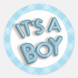 New Baby It's A Boy Baby Shower Classic Round Sticker