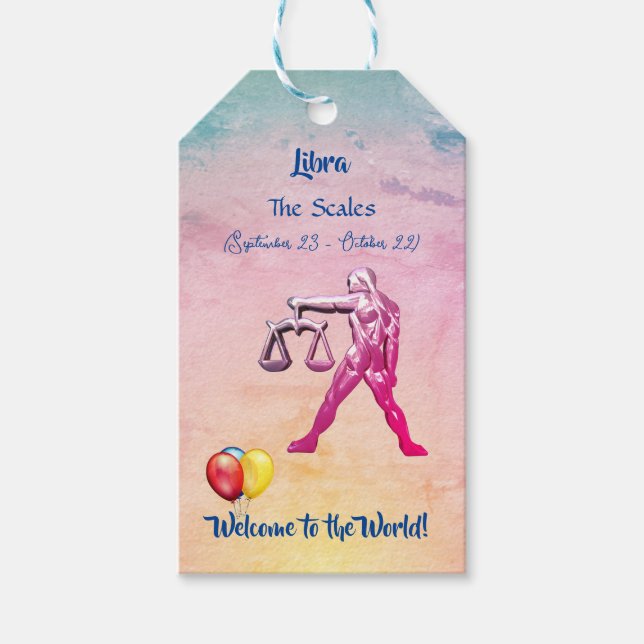 'New Baby - Libra' Gift Tags (Front)