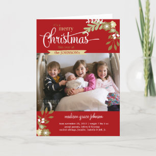 New Baby Merry Christmas custom name/photo Holiday Card