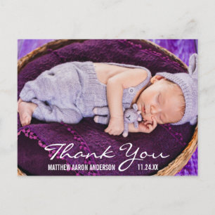 New Baby Modern Photo Thank You Announcement Postcard