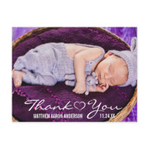 New Baby Modern Photo Thank You Heart