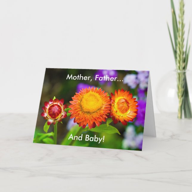 New Baby: Mother, Father, Baby Card (Front)
