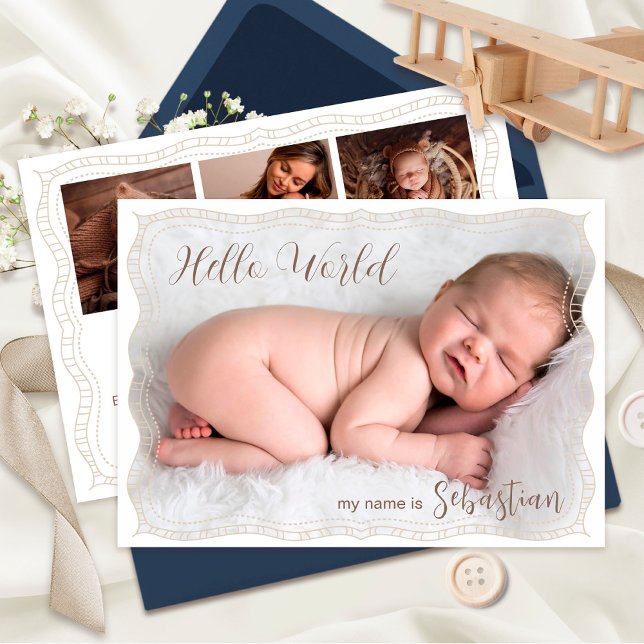 New Baby Newborn Boy Birth Stats 4 Photo Announcement (Creator Uploaded)