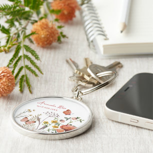 New Baby Ornament Birthday Wildflower  Key Ring