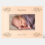 New Baby Personalised Name Date Botanical Leaves Etched Frames<br><div class="desc">Add a touch of class to your favourite photo of your new baby with this unique personalised baby name and birth date botanical leaves design. Modern, minimalist and simple script font for a sophisticated look. Makes a lovely gift for friends, grandparents, aunts and uncles and family members. Photo credit: Photography...</div>