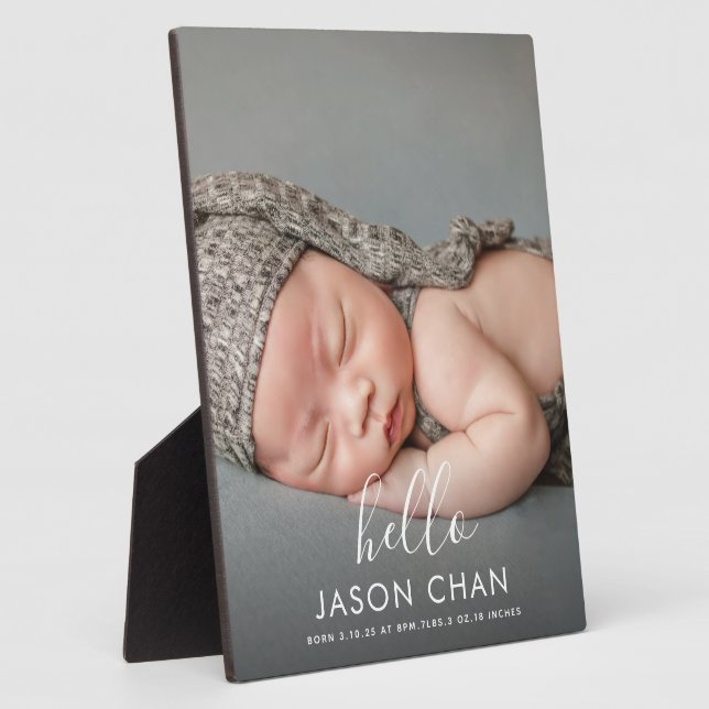 New Baby Photo Tabletop Plaque with Easel (Side)