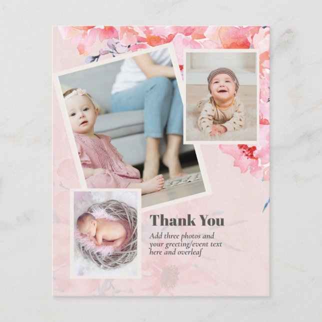 New Baby Photo Thank You Cards Modern Budget (Front)