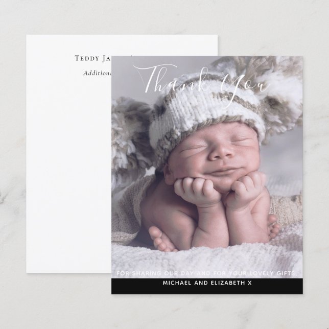 New Baby Photo Thank You Cards Modern Budget (Front/Back)