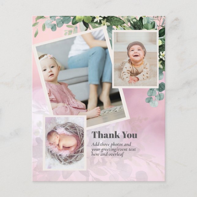 New Baby Photo Thank You Cards Modern Budget (Front)