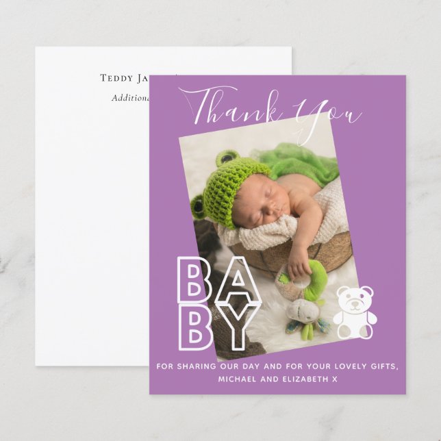 New Baby Photo Thank You Cards Modern Budget (Front/Back)