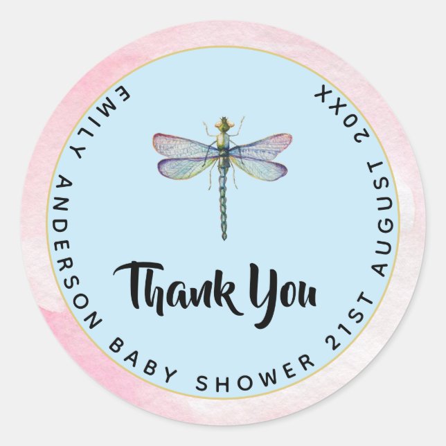 New Baby Photo Thank You Cards Modern Budget Classic Round Sticker (Front)