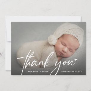 New Baby Photo Thank you Heart Modern Birth