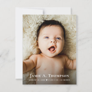New Baby Photo Thank you Heart Modern Birth Announcement