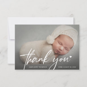 New Baby Photo Thank you Heart Modern Birth Card
