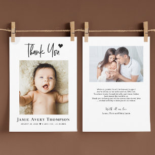 New Baby Photo Thank you Modern Heart Birth Announcement