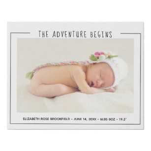 New Baby Photo The Adventure Begins Faux Canvas Print