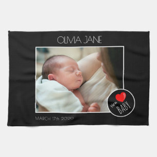 New Baby Photograph Frame - Custom Photo Tea Towel