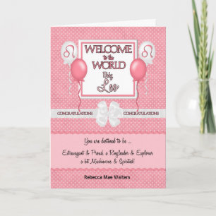 New Baby Pink Girl Leo Congratulations Card