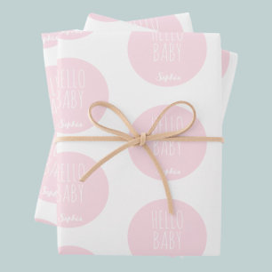 New Baby Pink Modern Simple Customisable  Wrapping Paper Sheet