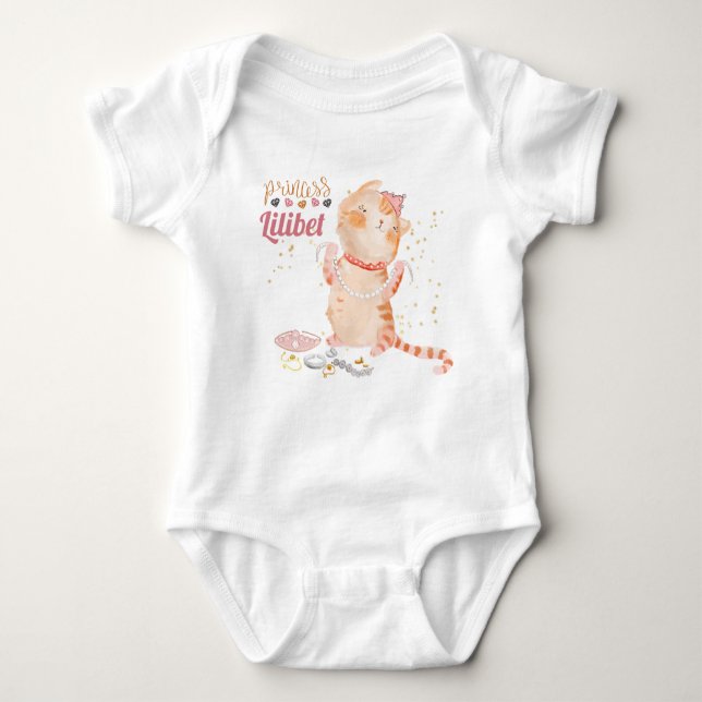 New Baby Princess Lilibet Cute Kitten Named Baby B Baby Bodysuit (Front)