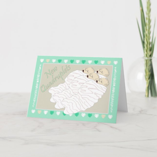 New Baby Quadruplets Announcement (Front)