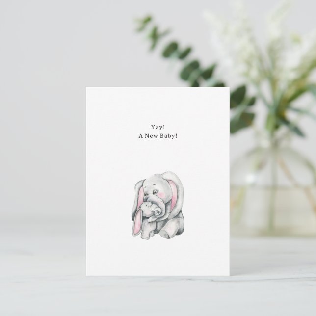 New Baby Quote With Elephant Illustration Postcard (Standing Front)