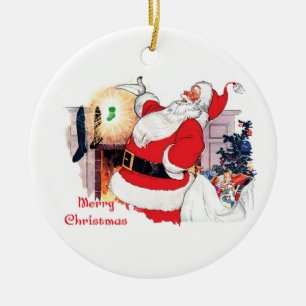 New baby Santa announcement Ceramic Ornament