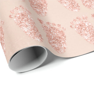 New Baby Shower Glitter Girl Boy Rose Gold Feet Wrapping Paper