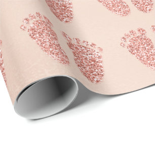 New Baby Shower Glitter Girl Skinny Rose Gold Feet Wrapping Paper