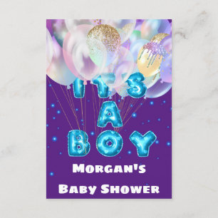 New Baby Shower It's A Boy Blue Balloons Purple Invitation