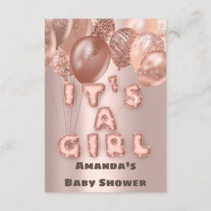 New Baby Shower It's A Girl Rose Gold Ballons Invitation