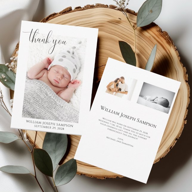 New Baby Simple Photo Thank You Birth Announcement (Creator Uploaded)
